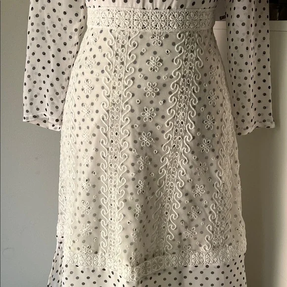 ASOS White Long Sleeve Polka Dot Dress - Picture 3 of 9